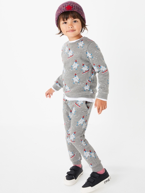 

Marks & Spencer Boys Grey Melange & White Skiing Print Joggers