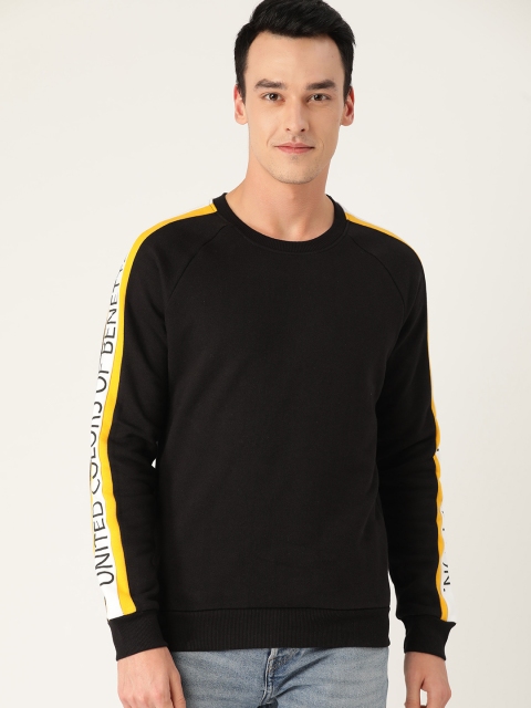 

United Colors of Benetton Men Black Solid Sweatshirt
