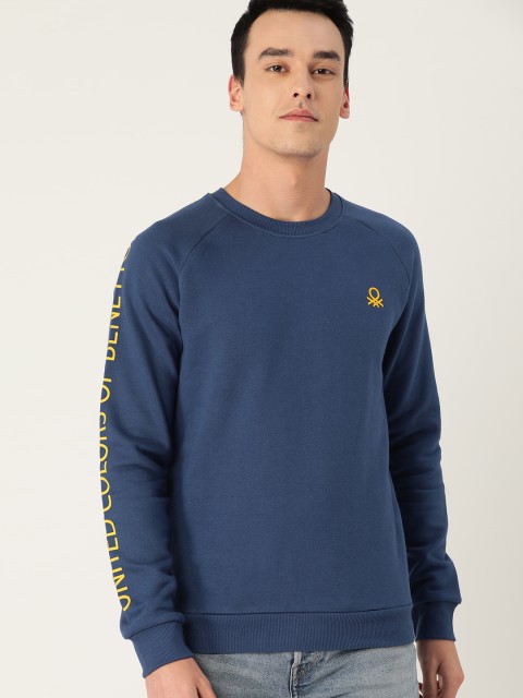 

United Colors of Benetton Men Blue Solid Sweatshirt