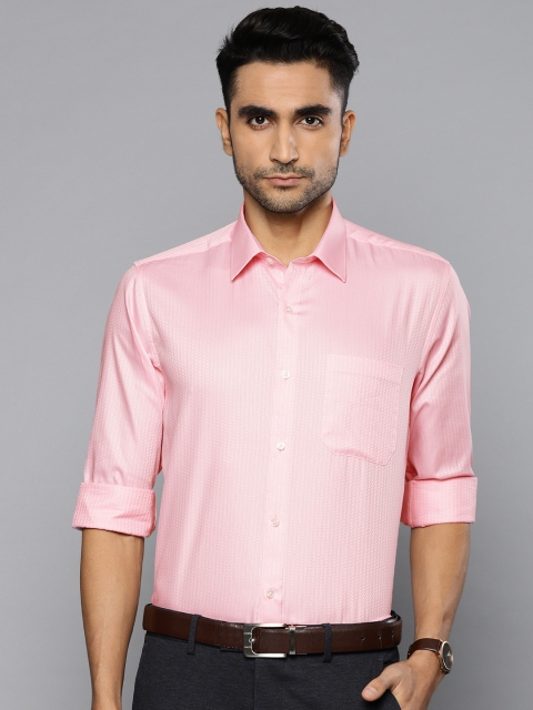

Louis Philippe Men Pink & White Slim Fit Self Striped Formal Shirt