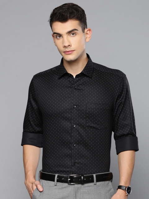 

Louis Philippe Men Black & Brown Slim Fit Printed Formal Shirt