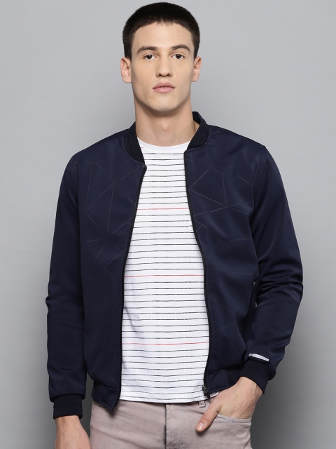 

Louis Philippe Sport Men Navy Blue Printed Bomber Jacket