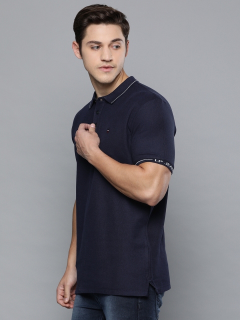 

Louis Philippe Jeans Men Navy Blue Solid Polo Collar T-shirt