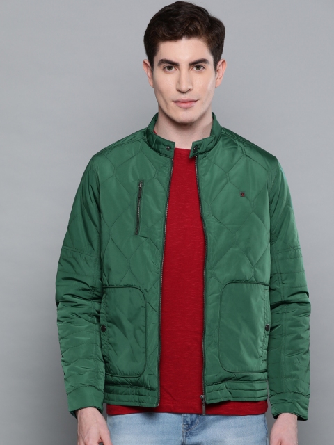 

Louis Philippe Jeans Men Green Solid Quilted Jacket