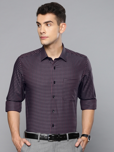 

Louis Philippe Men Navy Blue & Red Slim Fit Checked Casual Shirt