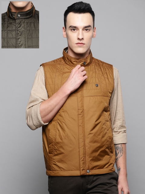

Louis Philippe Men Brown & Olive Green Solid Reversible Padded Jacket