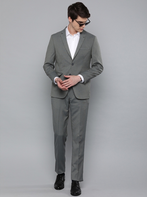

Louis Philippe Men Grey Prema Press Slim Fit Self Design Single-Breasted Formal Suit