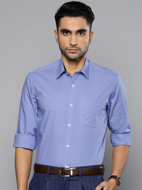 

Louis Philippe Men Blue & White Slim Fit Checked Formal Shirt