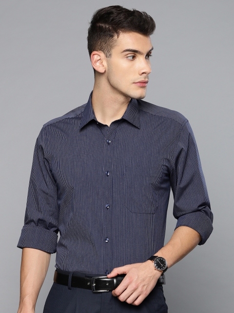 

Louis Philippe Men Navy Blue & Grey Slim Fit Striped Formal Shirt