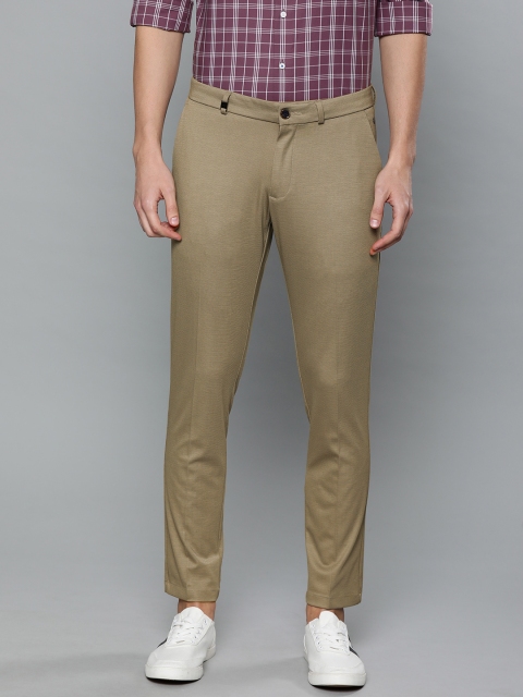 

Louis Philippe Ath.Work Men Khaki Comfort Tapered Self Design Smart Casual Trousers
