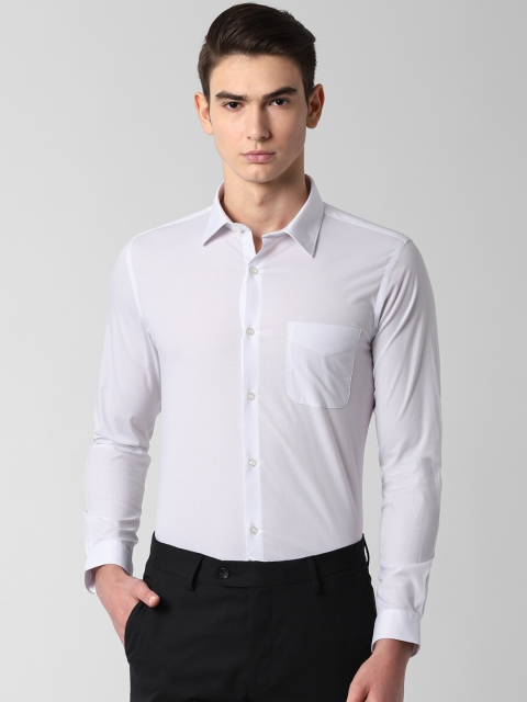 Men White Slim Fit Solid Formal Shirt