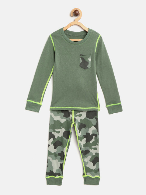 

Marks & Spencer Boys Olive Green Camouflage Print Thermal Set