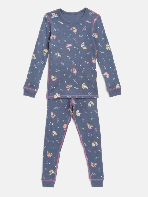 

Marks & Spencer Girls Navy Blue & Pink Printed Thermal Set