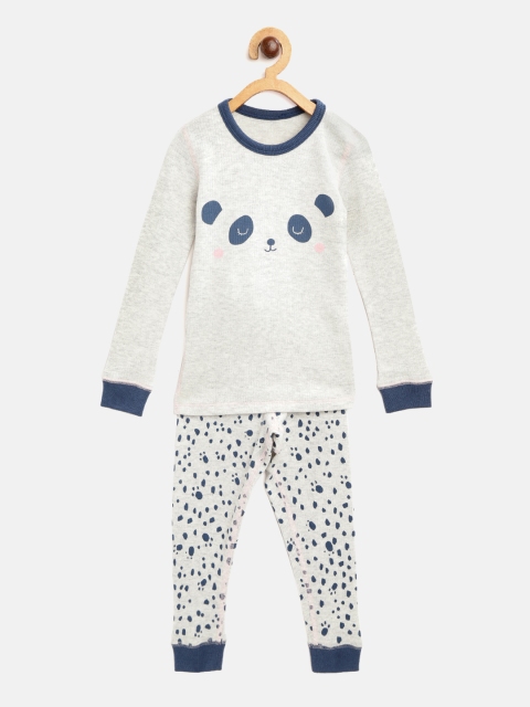

Marks & Spencer Kids Grey Melange & Navy Blue Panda Print Thermal Set