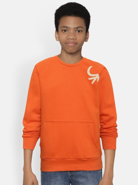 

United Colors of Benetton Boys Orange Solid Sweatshirt