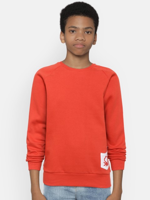 

United Colors of Benetton Boys Red Solid Sweatshirt