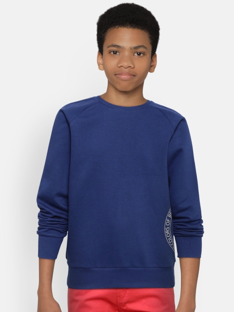 

United Colors of Benetton Boys Navy Blue Solid Sweatshirt