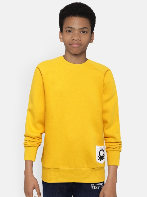 

United Colors of Benetton Boys Yellow Solid Sweatshirt
