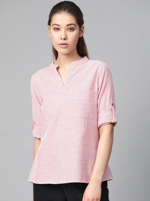 

The Roadster Lifestyle Co Women Pink Striped Top