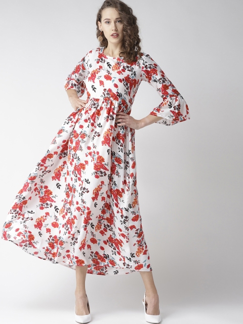 

U&F Women White & Red Printed Maxi Dress