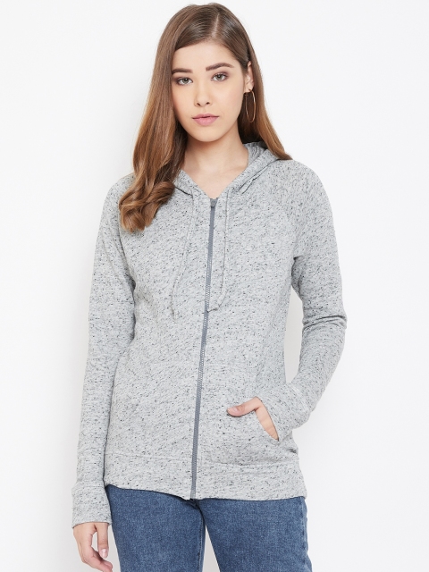 

Rute Women Grey Melange Self Design Sweatshirt