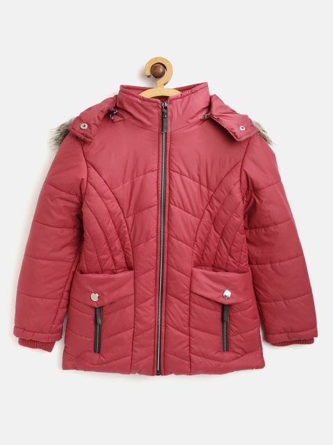 

Fort Collins Girls Maroon Solid Hooded Parka Jacket