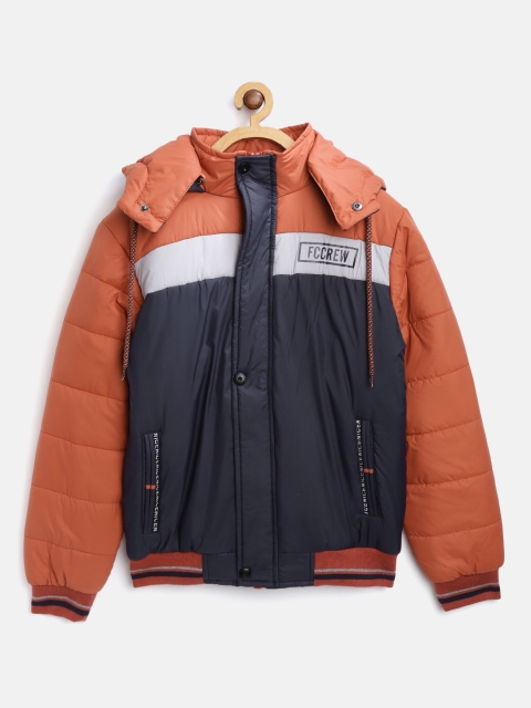 

Fort Collins Boys Rust Orange & Navy Colourblocked Hooded Bomber Jacket