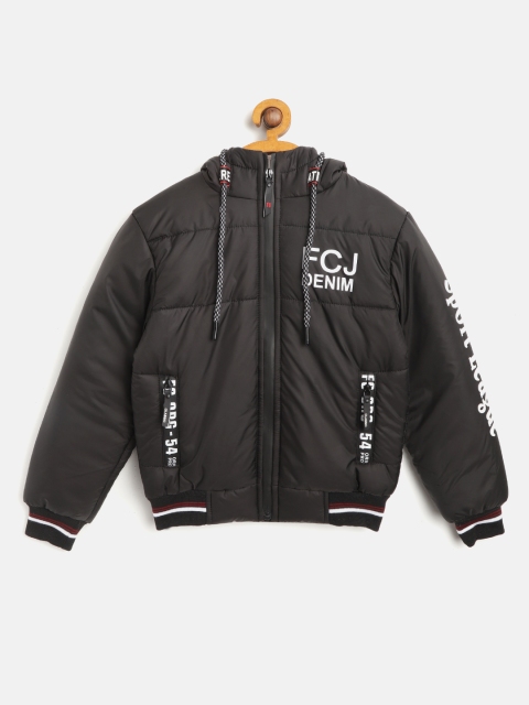 

Fort Collins Boys Black Solid Hooded Bomber Jacket