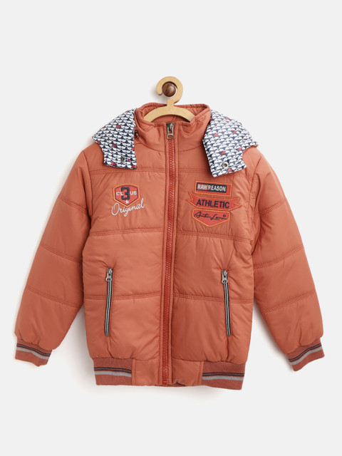 

Fort Collins Boys Rust Orange Solid Bomber Jacket with Detachable Hood