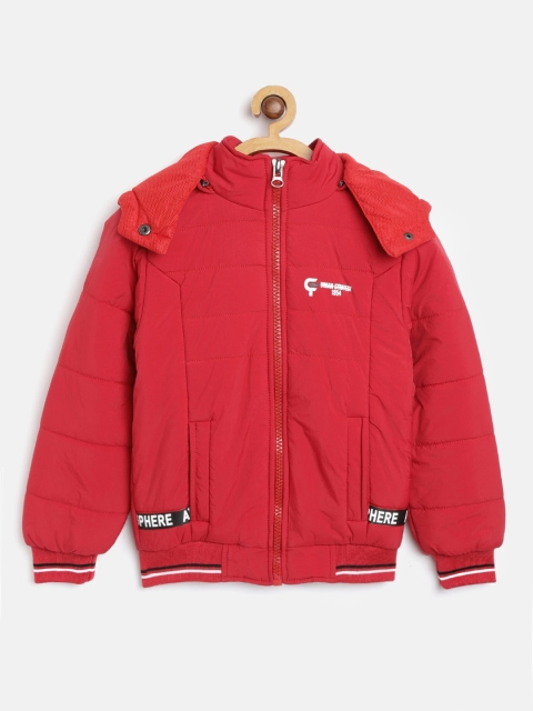 

Fort Collins Boys Red Solid Bomber Jacket with Detachable Hood