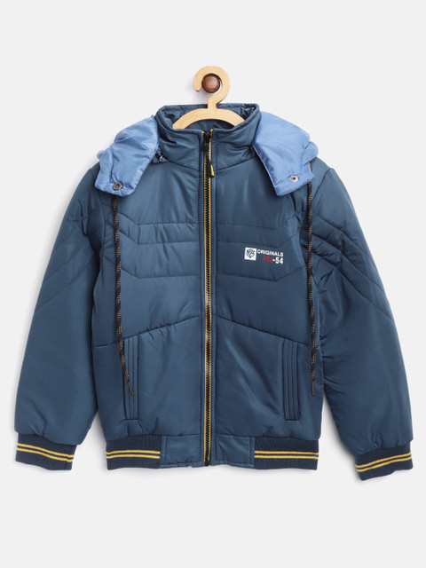 

Fort Collins Boys Navy Blue Solid Hooded Bomber Jacket