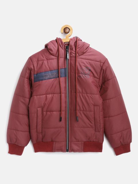 

Fort Collins Boys Maroon Solid Hooded Bomber Jacket