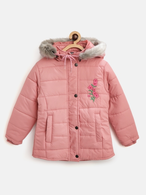

Fort Collins Girls Pink Solid Parka with Detachable Hood