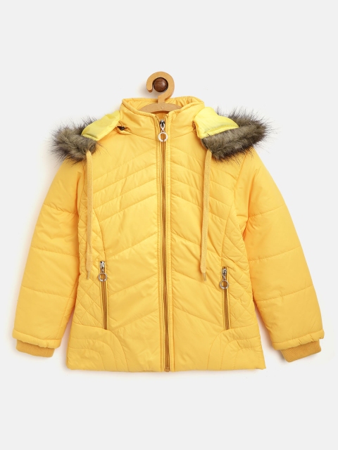 

Fort Collins Girls Yellow Solid Hooded Parka Jacket