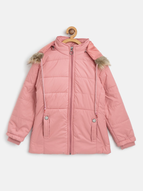 

Fort Collins Girls Dusty Pink Solid Hooded Parka Jacket