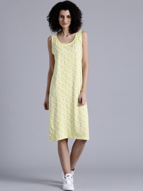 

Kook N Keech Women Yellow Printed Midi Shift Dress