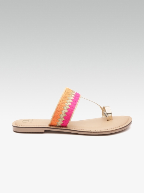 

Carlton London Women Pink & Gold-Toned Embroidered One Toe Flats