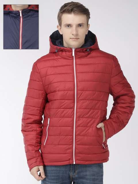 

Celio Men Navy Blue & Rust Red Solid Reversible Puffer Jacket