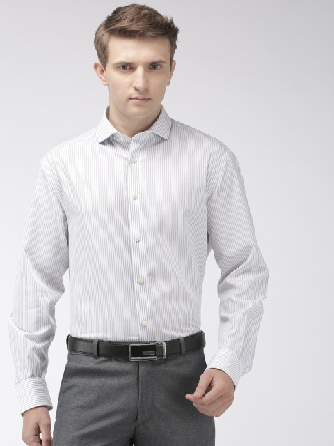 

Celio Men Grey & White Regular Fit Striped Non Iron Formal Shirt
