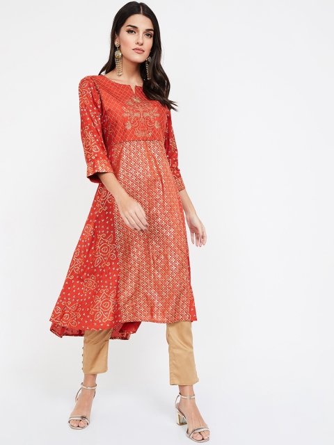 

Melange by Lifestyle Women Red Printed A-Line Kurta