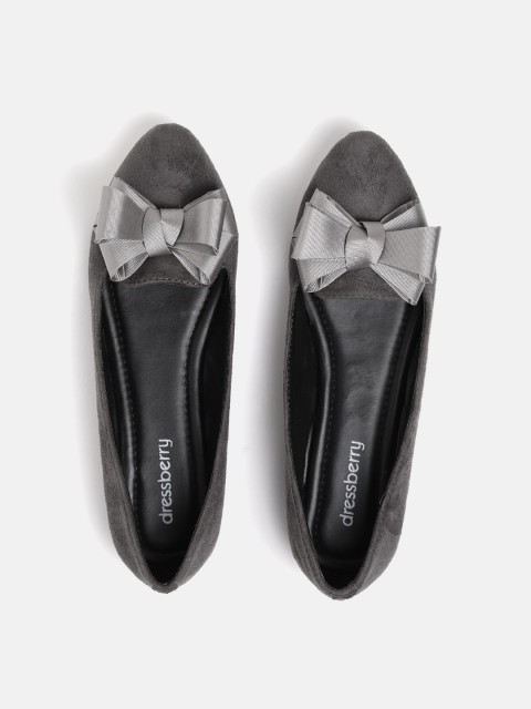 

DressBerry Women Charcoal Grey Solid Bow Detail Ballerinas