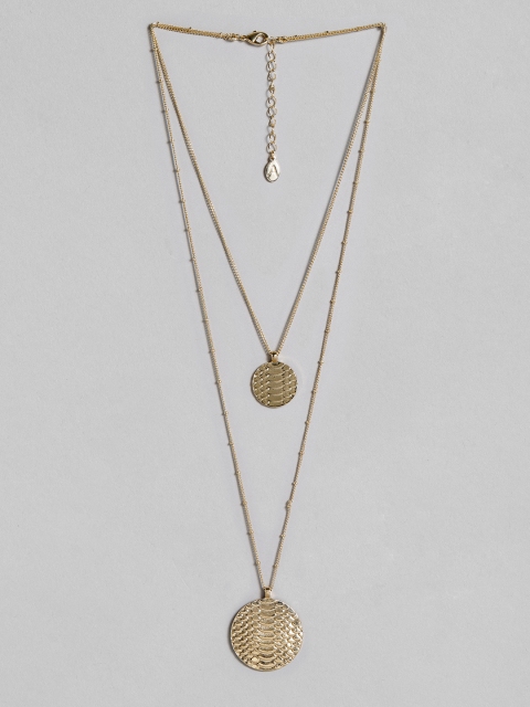 

Accessorize Gold-Toned Snake Effect Layered Circular Pendant with Chain