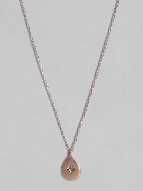 

Accessorize Rose Gold-Toned Swarovski Stone Studded Teardrop Shaped Pendant with Chain