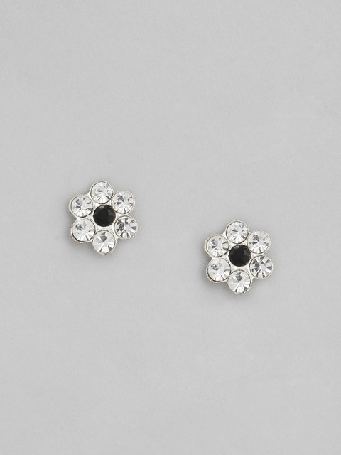 

Accessorize Women Black & White 925 Sterling Silver Floral Studs