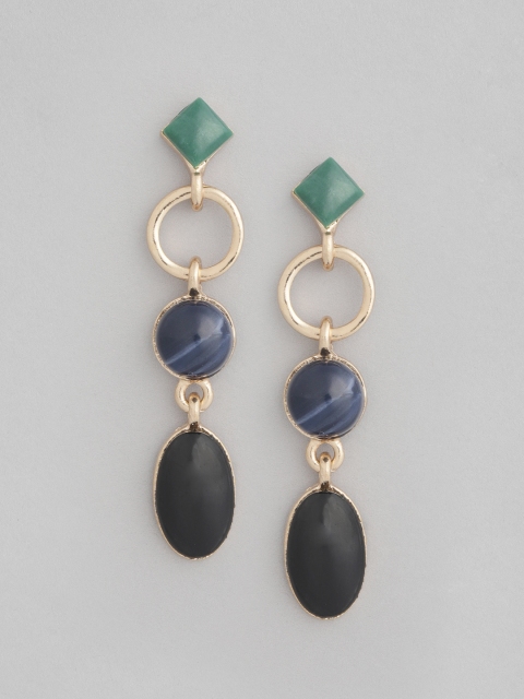 

Accessorize Gold-Toned & Black Geometric Drop Earrings