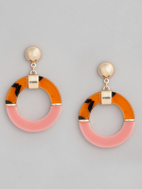 

Accessorize Pink & Brown Circular Drop Earrings