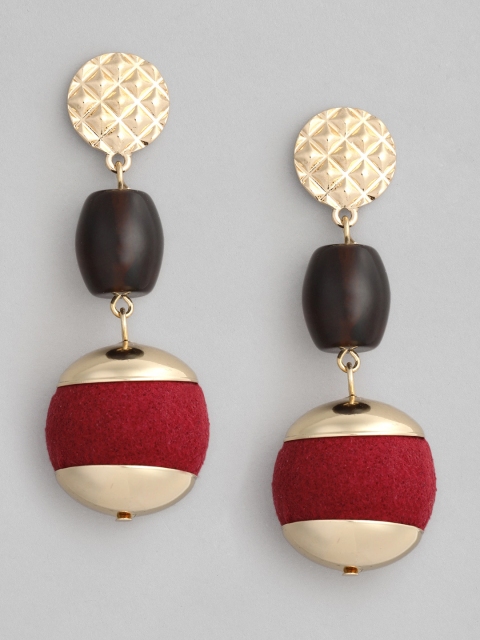 

Accessorize Gold-Toned & Red Contemporary Drop Earrings
