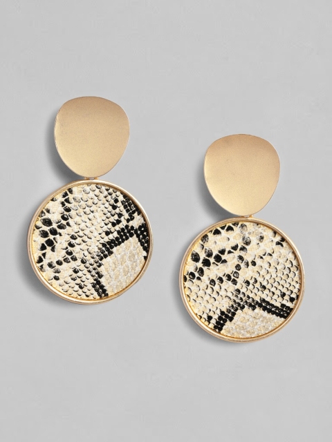 

Accessorize White & Gold-Toned Circular Drop Earrings