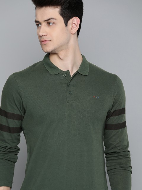 

Harvard Men Green Pure Cotton Solid Polo Collar Pure Cotton T-shirt