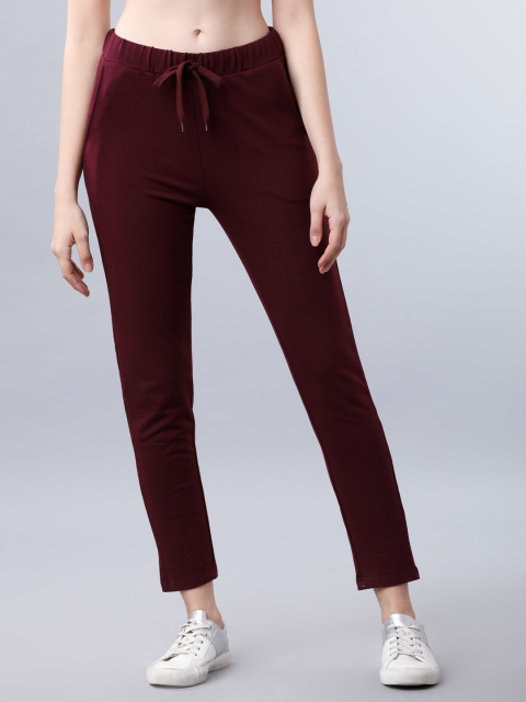 

Tokyo Talkies Women Burgundy Solid Slim-Fit Track Pants